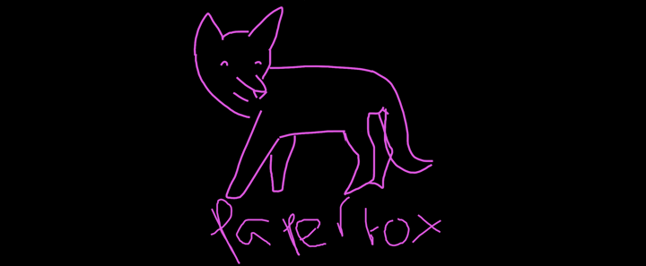 A (very accurate) drawing of a fox with a tex below saying 'paperfox'